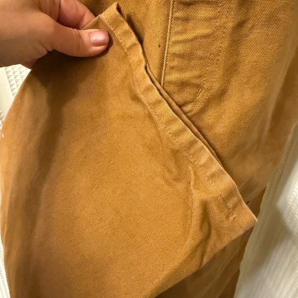 Carhartt Canvas Cargo Dark Tan Bib Carpenter Overalls Youth Boys Sz 10 - Picture 14 of 16